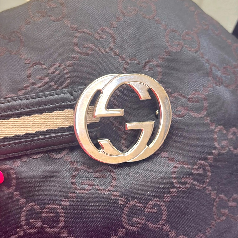 Gucci Black/Tan Belt Interlocking GGs EUC - Picture 1 of 9
